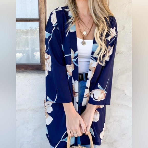 Tops - Floral Kimono with belt